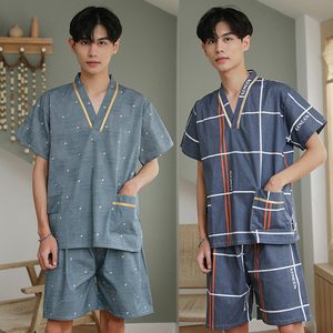 高档纯棉男士特大码汗蒸服加肥加大号洗浴服男款桑拿服足疗按摩服