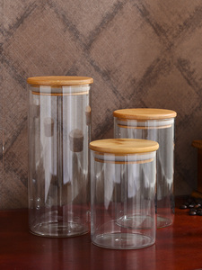 杂粮储物罐圆形有盖食品罐透明厨房家用小玻璃瓶子咖啡豆密封罐子
