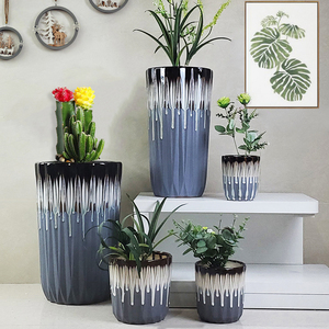 北欧风陶瓷花盆创意阳台室内客厅庭院特大号落地高筒种树花缸清仓