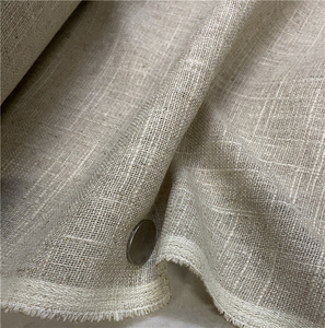 日本进口粗旷编织麻原色纯亚麻面料设计师外套风衣布料