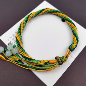 手工编织手绳五彩线手绳虎年本命年和田玉红绳手链-b06(可定制)