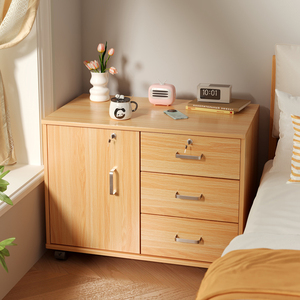 带锁床头柜子储物柜大尺寸简约现代收纳柜家用卧室简易床边置物柜