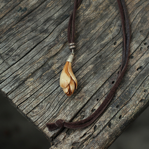 不术原创设计《木兰》玉兰花项链鹿角手工雕刻复古项坠吊坠毛衣链