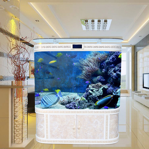 家美乐欧式双圆鱼缸靠墙中大型吧台玻璃水族箱家用客厅可订制包邮