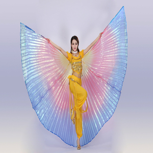 肚皮舞金翅道具3色幻彩翅膀成人演出翅膀舞蹈服360度彩色翅膀包邮