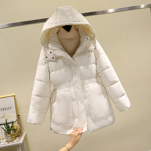 羽绒棉服女2023冬季新款韩版修身中长款棉衣时尚加厚棉袄连帽外套