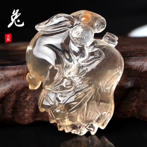 水晶兔子吊坠红兔毛