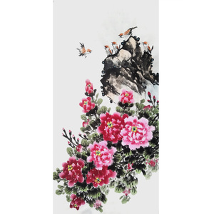 客厅装饰国画牡丹画手绘真迹花鸟字画玄关四尺竖幅风水挂画