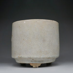 清代早期漳州窑哥釉直筒三足香炉 包老保真古玩瓷器收藏品摆件