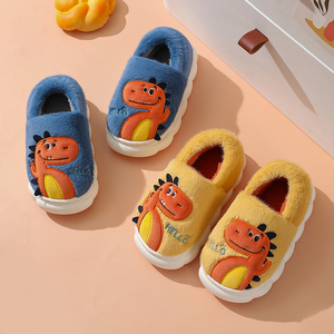 儿童棉拖鞋冬季男女童室内防滑宝宝小孩卡通恐龙保暖家居包跟棉鞋