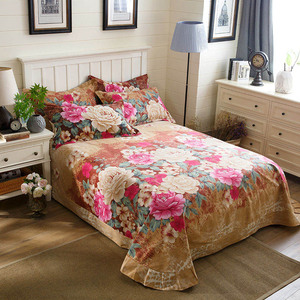 全棉传统大花朵欧式花纹条纹纯棉加厚磨毛1.8m2.3m2.5m2.7米床单