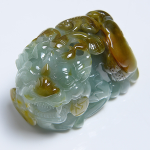 缅甸翡翠招财貔貅手把件 天然a货玉石手工精雕貔恘手玩件正品623