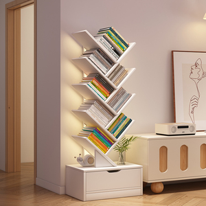 树形书架落地置物架简易书柜学生家用客厅靠墙落地柜书本收纳窄柜