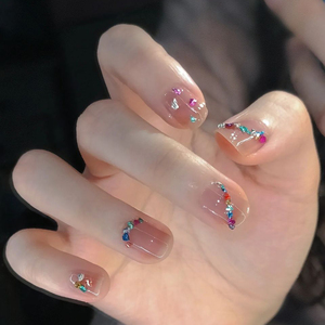 小红书爆款宝石彩钻盒镶钻美甲成品可拆卸手工指甲贴片显白穿戴