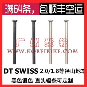 瑞士DT冠军1.8/2.0mm 黑色/银色直拉直头辐条山地车 钢丝定制长度