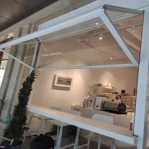 铝合金上下折叠玻璃窗户提升推拉移动全景开窗门店面外卖窗口定制