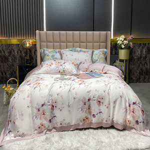 2022嘉加梦兰精天丝植物纤维印花美容被丝滑裸睡60s夏凉被四件套