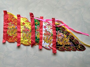 道教龙旗佛旗教旗三角旗五营旗五方旗 彩旗经旗 五色令旗高档珠片