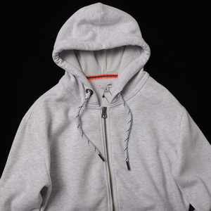 粗绳装饰帽兜刺绣抓绒大拉链卫衣男女冬季新款帽衫外贸剪标外套男