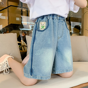 法国女童牛仔裤夏季2024新款儿童裤子女大童短裤五分裤薄款潮裤子