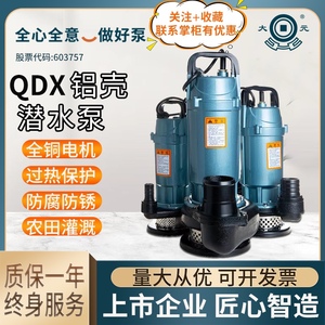 大元水泵潜水泵QDX单相清水泵水井增压家用抽水机农用高扬程灌溉