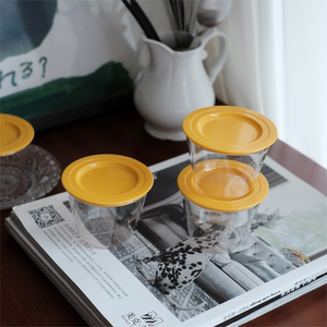 日本购可堆叠耐热玻璃杯罐带盖布丁奶冻慕斯蛋糕模具宝宝辅食分装
