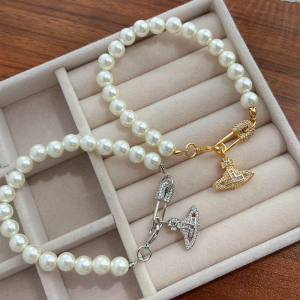 西太后珍珠别针手链满钻土星欧美轻奢设计感时尚个性手环百搭潮女