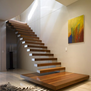 悬浮整体楼梯钢木室内家用直梁厂家定制现代简约跃层复式阁楼直梯