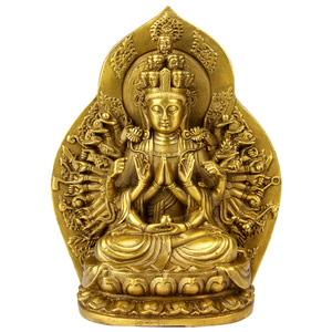 开光铜千手观音佛像供奉佛摆件观世音菩萨像保平安家用供佛装饰品