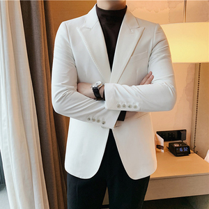 富贵鸟休闲西装外套男士春秋韩版潮流修身白色小西服商务正装单西