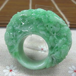 缅甸天然a货翡翠九龙戒指满绿色霸气九龙至尊男士扳指内径21.