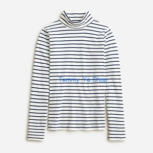 JCREW/J.CREW 线高领条纹打底衫长袖t恤修身显瘦百搭休闲今麦同款