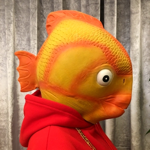 鲤鱼面具 万圣节鱼类舞会鲫鱼金鱼头套水生动物演出cos动物面具