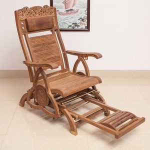 鸡翅木家具红木摇椅躺椅中式实木椅子老人椅摇摇椅午休椅午睡椅子