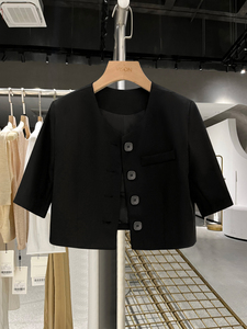 2024夏季薄款黑色小个子显瘦西装外套女新款复古赫本风时髦西服潮