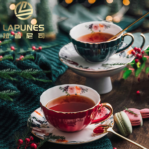 Lapunes欧式高级咖啡杯精致杯碟套装花茶杯带勺子套装结婚伴手礼