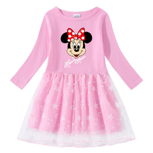 米奇童装米妮衣服女童长袖公主裙新款洋气连衣裙网纱裙子春秋装