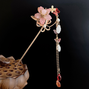 流苏古风汉服丸子头发簪子流苏头饰品女步摇发钗国风高级感配旗袍