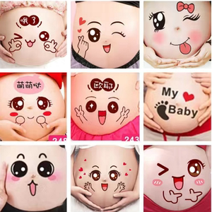 孕妇照肚皮可爱表情贴孕大肚贴怀孕肚脐贴写真拍照道具孕妇肚贴纸