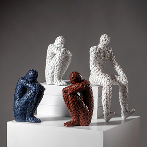 现代简约抽象马赛克人物雕塑摆件样板房客厅书房创意轻奢家居饰品