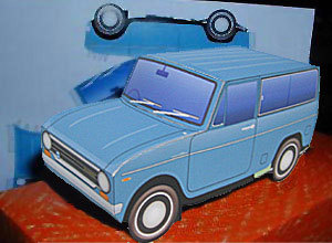 幻多奇jtb61 3d纸模型 儿童手工diy 蓝色家庭用车 汽车模儿童玩具