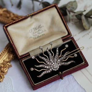 「满28元包邮」复古做旧 锆钻太阳女神光芒 发夹边夹发饰