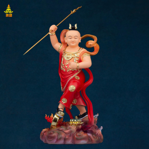 树脂彩绘红孩儿神像圣婴大王善财童子汉白玉家用供奉佛像摆件