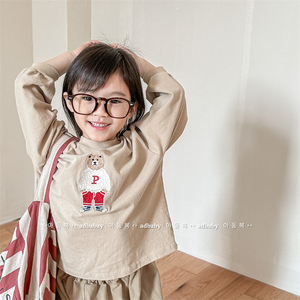 儿童韩版卡通T恤卫衣春秋季新款男女童长袖打底衫宝宝套头上衣潮