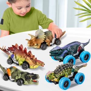 恐龙回力汽车惯性玩具车霸王龙儿童3男孩5-9仿真动物三角模型套装