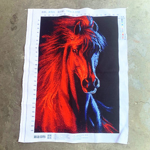 纯手工十字绣成品冰与火骏马奔腾红色马到成功马头客厅满绣装饰画