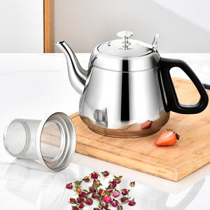 加厚不锈钢茶壶带滤网饭店餐厅泡茶水壶家用电磁炉烧水壶平底单壶