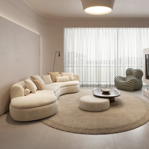 纳威意式极简弧形布艺沙发现代简约客厅轻奢奶油风高端设计师创意