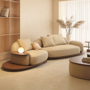 纳威小户型客厅沙发设计师创意三人位原木风家具现代简约科技布艺