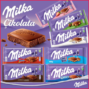 2盒进口MILKA妙卡巧克力气泡夹心牛奶榛仁奥利奥饼干排块零食